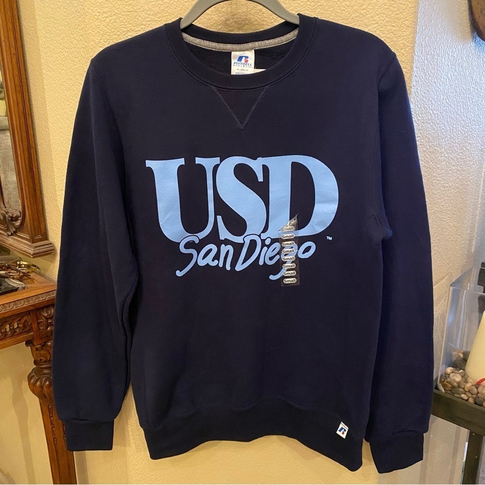 NWT~Russell Athletic Blue USD San Diego Crewneck Sweatshirt Size Small